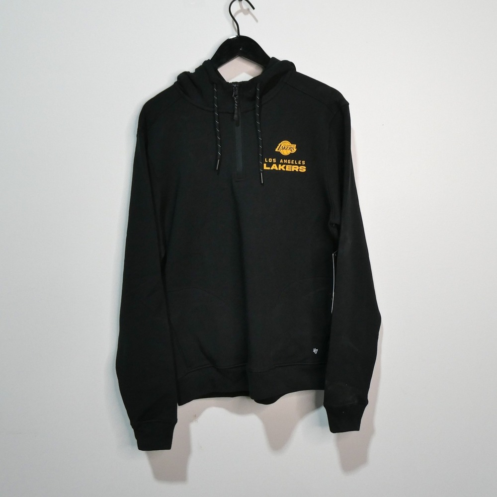 Lakers 1/4 Zip Hoodie Men Medium '47 Forward Black Sweatshirt Active Fan NBA New